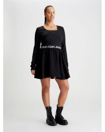 Calvin Klein Calvin Klein Jeans Skaterkleid PLUS LOGO ELASTIC SS DRESS  Große Größen in Schwarz | Lyst DE