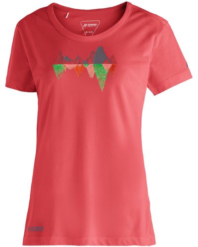 Maier Sports T- Tilia Shirt W Funktionsshirt, Freizeitshirt mit Aufdruck - Rot