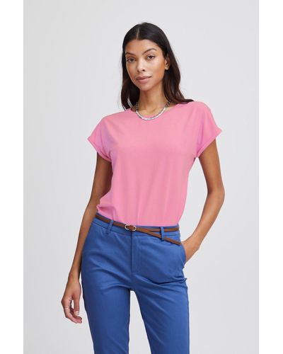B.Young T- Shirt Kurzarm Rundhals Sommer Top 7525 in Pink - Rot
