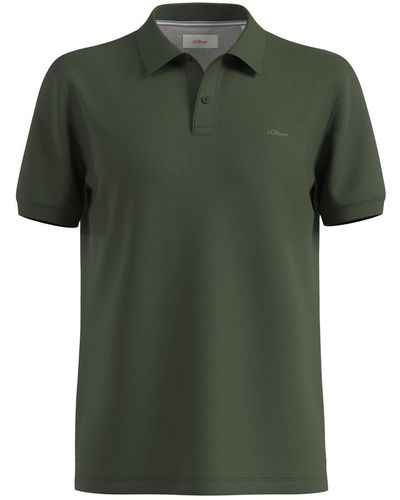 S.oliver Poloshirt Basic (1-tlg) Piqué, Kragen, Knöpfe, Logo-Stickeri - Grün