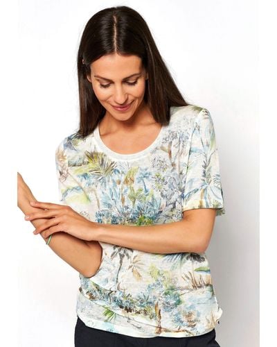 Toni Shirt Esra aus sommerlicher Leinenqualität mit Allover-Druck - Grau