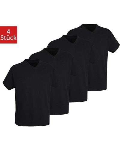 Götzburg Shirt (4-tlg) mit V-Ausschnitt, kurzarm, Premium-Qualität im 4er Pack - Schwarz