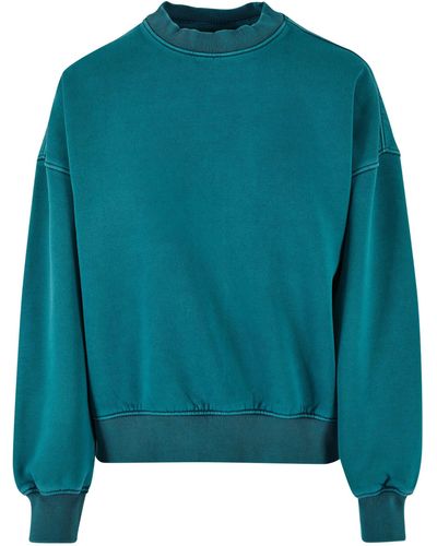 Urban Classics Sweater Ladies Oversized Stone Washed Crewneck (1-tlg) - Blau