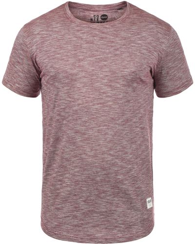 Solid Rundhalsshirt SDFigos Kurzarmshirt mit Melierung - Pink