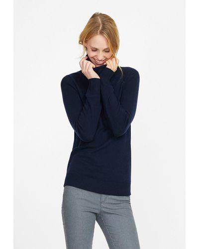 Peter Hahn Rollkragenpullover Cashmere mit modernem Design - Blau
