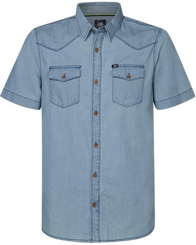 Petrol Industries T- Men Shirt Short Sleeve Denim - Blau