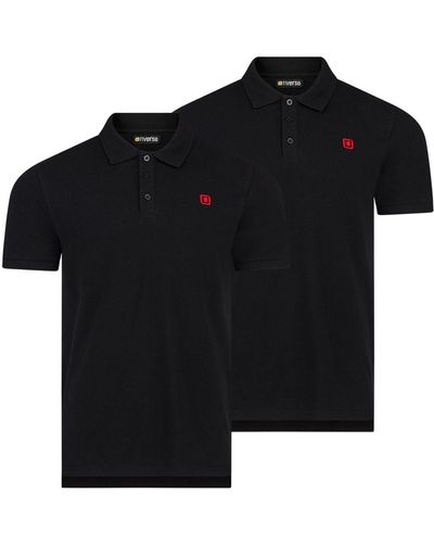 Riverso Poloshirt Polohemd RIVJohn Regular Fit (2-tlg) Basic Hemd aus 100% Baumwolle - Schwarz