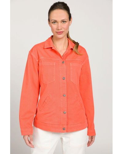 Gina Laura Jeansjacke Trendfarbe Hemdkragen Metallknöpfe - Orange