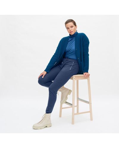Living Crafts Relaxhose LAURA Trackpants-Look mit trendigem Panel-Schnitt - Blau