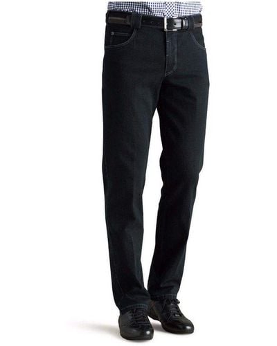Meyer 5-Pocket-Jeans blau (1-tlg) - Schwarz
