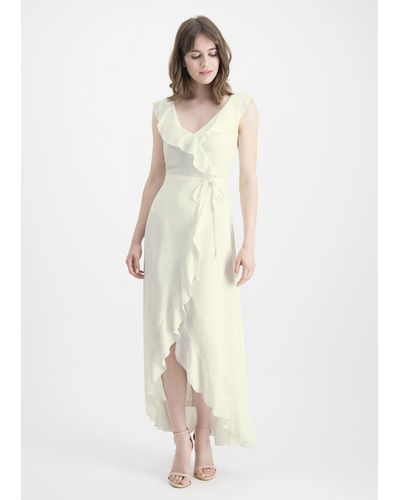 Nicowa A-Linien-Kleid DINOWA mit asymmetrischen Volants und Zierschleife - Weiß