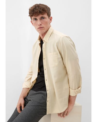 S.oliver Langarmhemd Regular: Hemd in Chambray-Qualität - Natur
