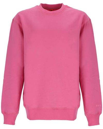 salzhaut Rundhalspullover Pullover Olben unifarben - Pink
