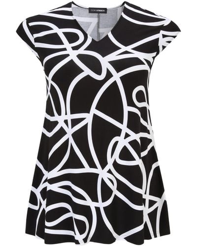 Doris Streich Tunika Long-Shirt Grafik-Print mit modernem Design - Schwarz
