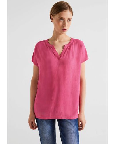 Street One Shirttop im hüftlangen Schnitt - Pink