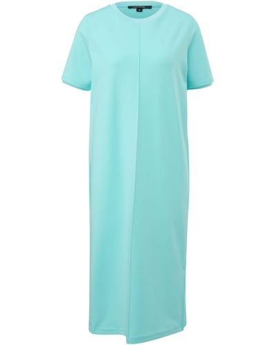 Comma, Minikleid T-Shirt-Kleid mit seitlich geschlitztem Saum Teilungsnaht - Blau