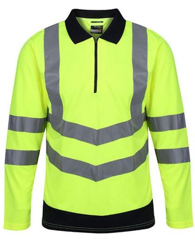 Regatta Warnschutz- Pro Hi-Vis Long Sleeve Polo Shirt - Gelb