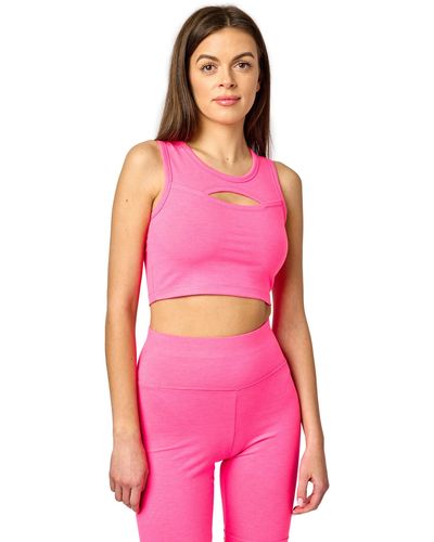 Bellivalini T-Shirt Sport Oberteile Crop Top Neon Gym Yoga Laufen BLV50-324 (1-tlg) - Pink