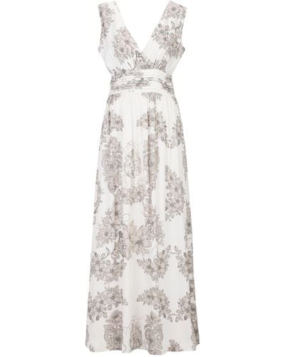 19V69 Italia by Versace Maxikleid KAREN Elegantes Sommerkleid mit floralem Print (XS-XXL) - Weiß