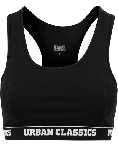 Urban Classics Kurzarmshirt Ladies Logo Bra (1-tlg) - Schwarz