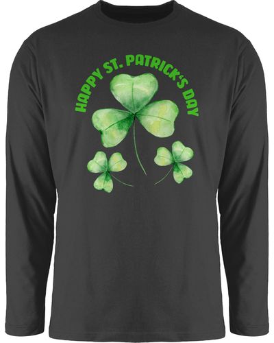 Shirtracer Rundhalsshirt Happy Kleeblatt Irland St. Patricks Day - Grau