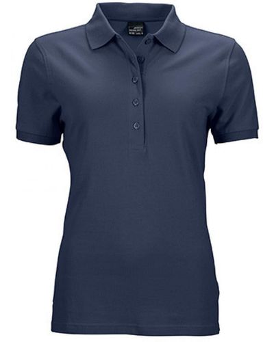 James & Nicholson Poloshirt Elastic Polo Piqué / Taillierter Schnitt - Blau