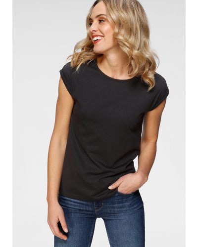 Boysen's T-Shirt mit überschnittenen Schultern & kleinem Ärmelaufschlag - Schwarz