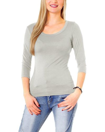 Muse Rundhalsshirt Basic T-Shirt Halbarm Skinny Fit 1073 - Grau