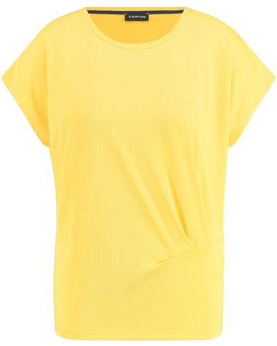 Taifun Kurzarmshirt T-Shirt mit Raffung (1-tlg) - Gelb