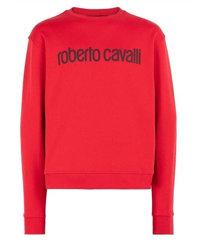 Roberto Cavalli FIRENZE LOGO SWEAT SWEATER SWEATSHIRT JUMPER PULLOVER - Rot