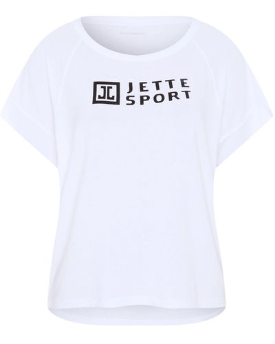 Jette Sport Print-Shirt im kastigen Logo-Design - Weiß