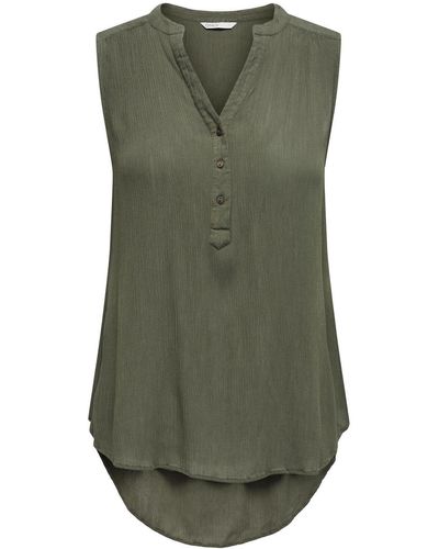 ONLY Shirttop Tank Top Blusen Shirt V-Ausschnitt Oberteil ohne Ärmel ONLJETTE 4905 in Olive - Grün