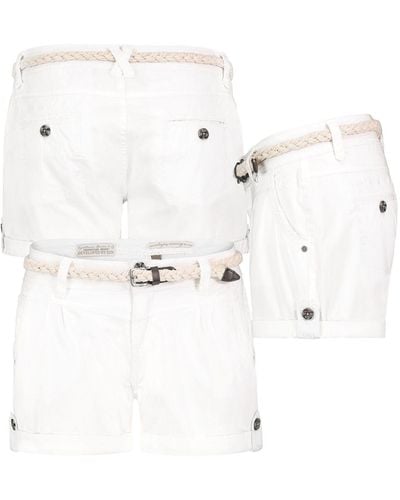 EIGHT2NINE Bermudas Short Bermuda kurze Hose Sommer Chino Shorts stoff Hotpants mit Gürtel - Weiß