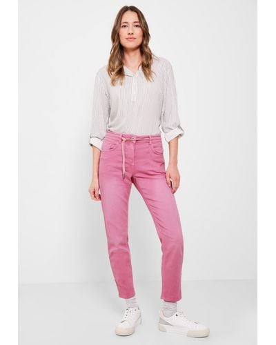 Cecil 5-Pocket- Loose Fit Jeans im Joggstyle - Pink