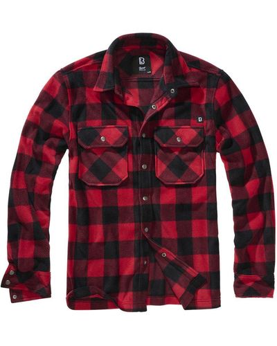 BRANDIT Outdoorhemd Langarmhemd Jeff Fleece Long Sleeve - Rot
