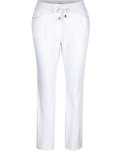 MIAMODA Lederimitathose 7/8-Hose Slim Fit Crinkle-Qualität Elastikbund - Weiß