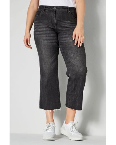 Dollywod Regular-fit- 3/4-Jeans mit Schlag und Fransensaum 5-Pocket - Grau