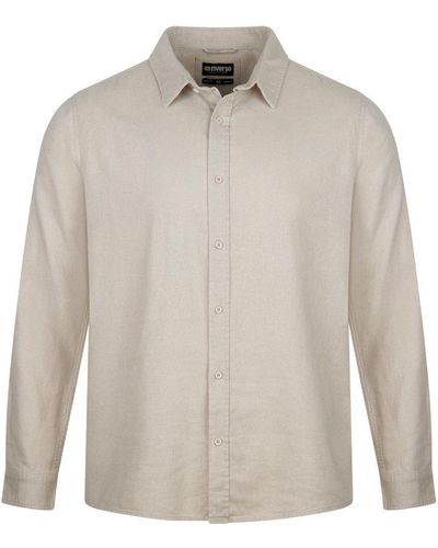 Riverso Langarmhemd Leinen Hemd RIVFabio Regular Fit (1-tlg) - Weiß