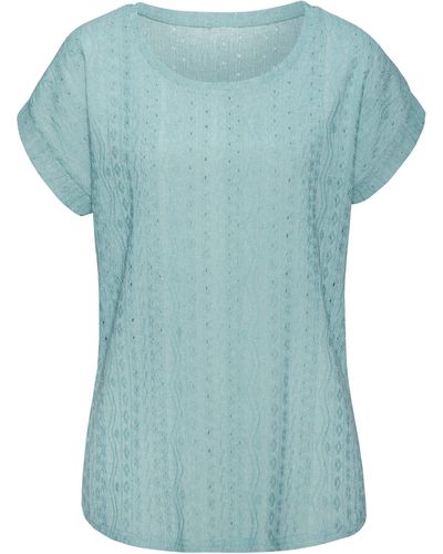 vivance active T-Shirt (1-tlg) mit modischem Jacquard-Muster - Blau