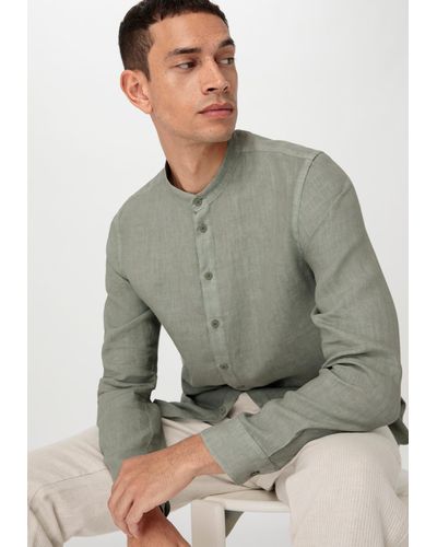 HESSNATUR Outdoorhemd Regular aus reinem Leinen (1-tlg) - Grau