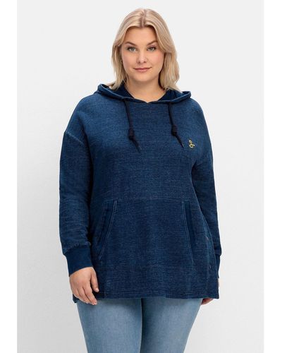 Sheego Kapuzensweatshirt Große Größen mit Kängurutasche, in Denim-Optik - Blau