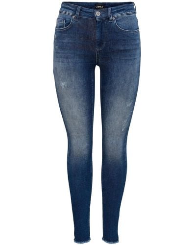 ONLY Regular-fit-Jeans ONLBLUSH MID SK ANK RAW REA811 NOOS - Blau