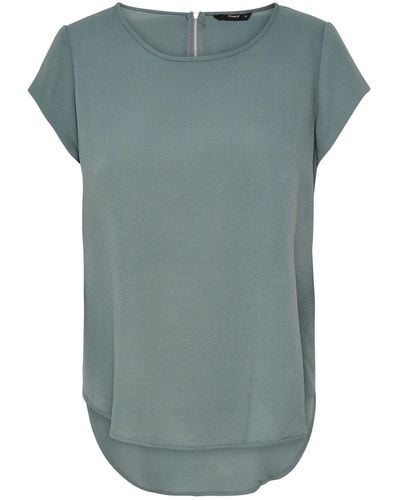 ONLY Blusenshirt Einfarbige Kurzarm Bluse T-Shirt Oberteil ONLVIC (1-tlg) 4043 in Grün - Blau