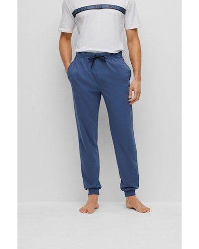 BOSS Homewearhose Mix&Match Pants mit Stickerei - Blau