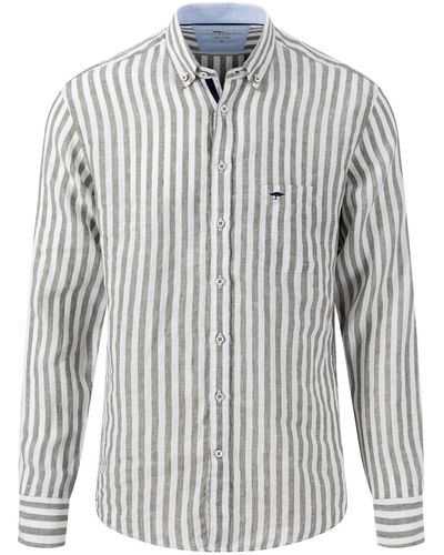 Fynch-Hatton Leinenhemd Pure Linen Stripes - Weiß