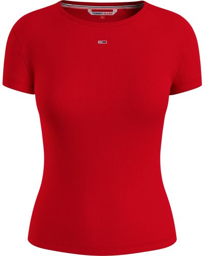 Tommy Hilfiger T-Shirt Kurzarm Essential Rib Rundhalsausschnitt in Blau |  Lyst DE