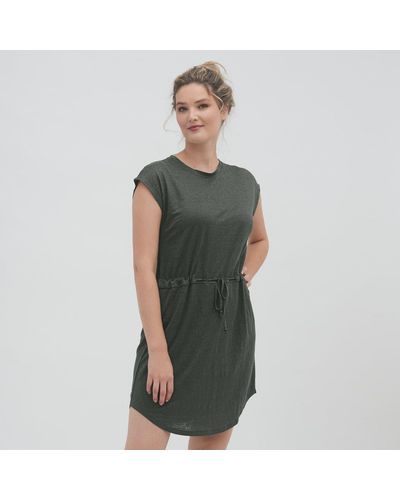 Living Crafts Sommerkleid OTTILIA Luftig-leichter Single-Jersey aus reinem Leinen - Grün