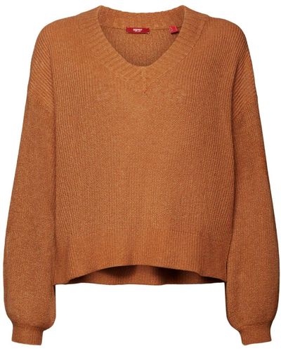 Edc By Esprit V-Ausschnitt-Pullover Sweaters - Braun