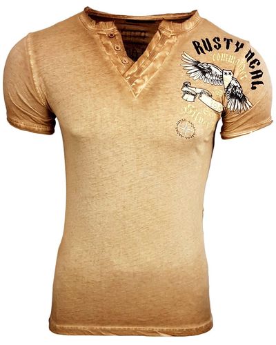 Rusty Neal T-Shirt im körpernahen Schnitt - Natur