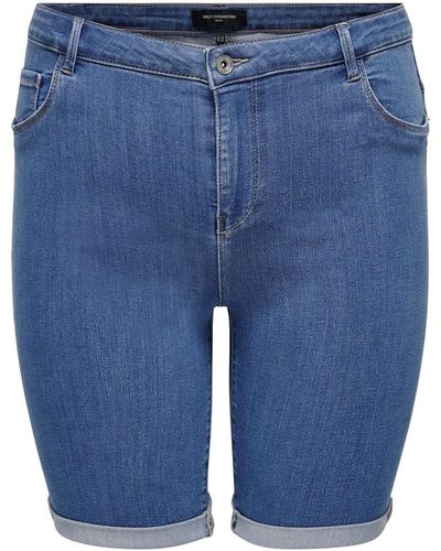 Only Carmakoma Jeansshorts Plus Size Denim Jeans Shorts Kurze Stretch Bermuda Hose CARTHUNDER 4956 in Blau